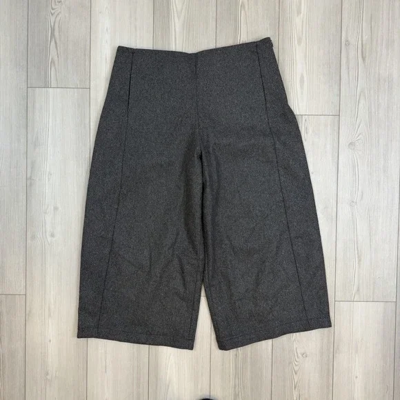 Lot Of 2 L'Eicnecra Casual Women's 36x23 Wool Cropped Pants Wide Leg Brown Gray